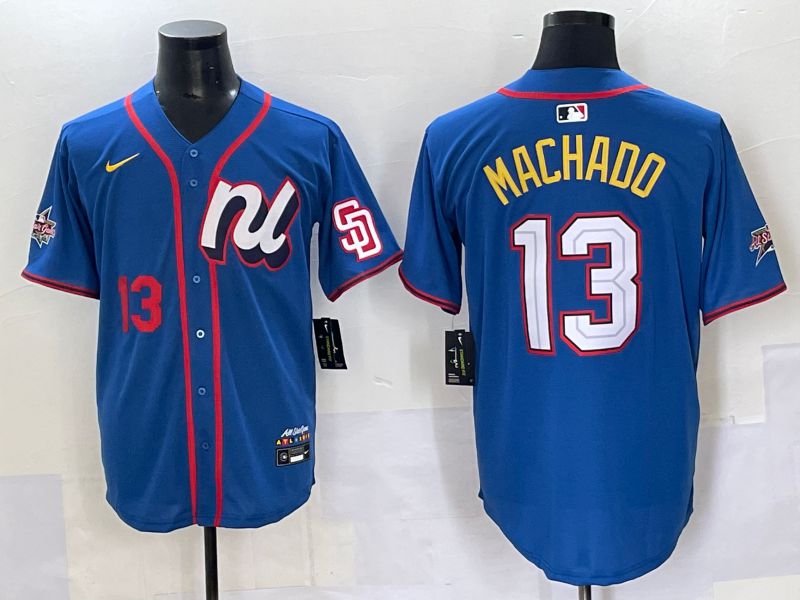 Men San Diego Padres #13 Machado Blue All star Nike MLB Jersey style 4